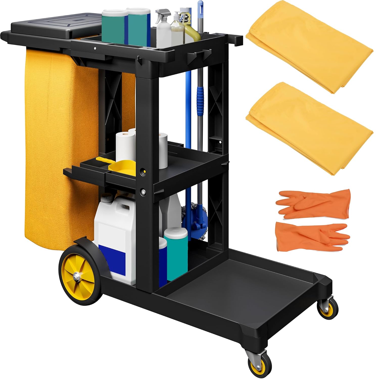 Rubber Glove Cleaning - Chariot de nettoyage commercial sur roulettes,
