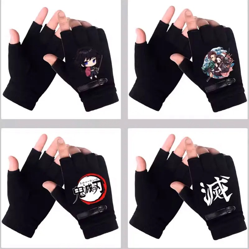 Fingerless Glove Knit - Anime Demon Slayer étudiant demi doigt