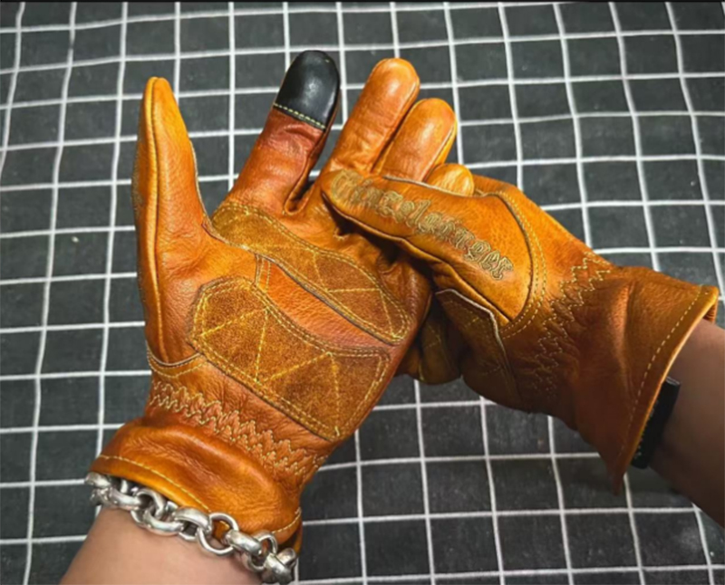 Motorcycle Glove Knuckle - Gants de moto rétro en cuir