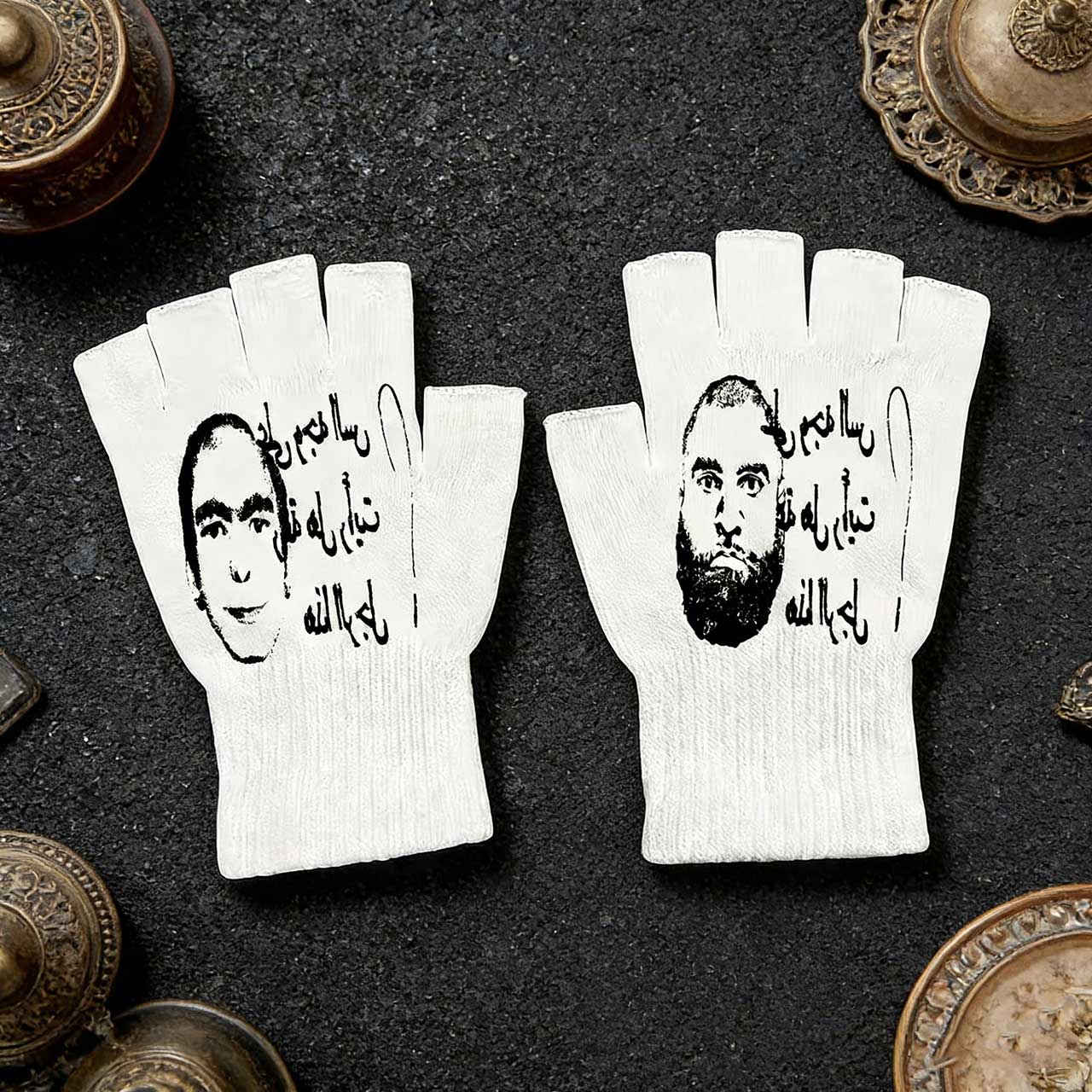 Fingerless Glove Knit - Gants sans doigts imprimés rétro Y2K