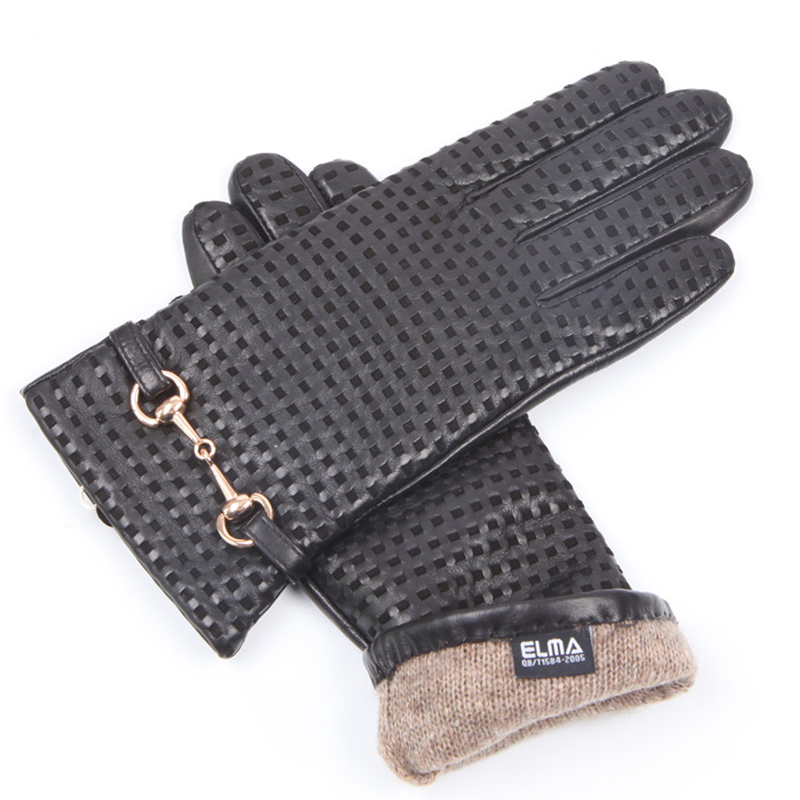 Wool Glove Lined - Gants en cuir véritable pour femme,