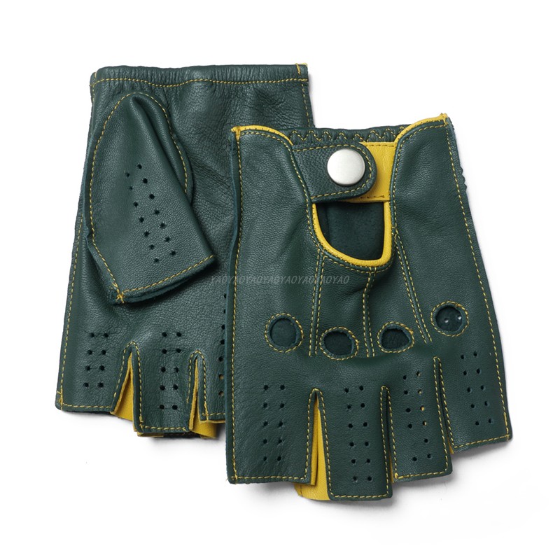 Leather Driving Glove - Gants Homme Demi-Doigt en Cuir Véritable