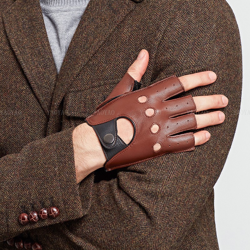 Gants fins à demi-doigts en cu - Leather Driving Glove avis et prix