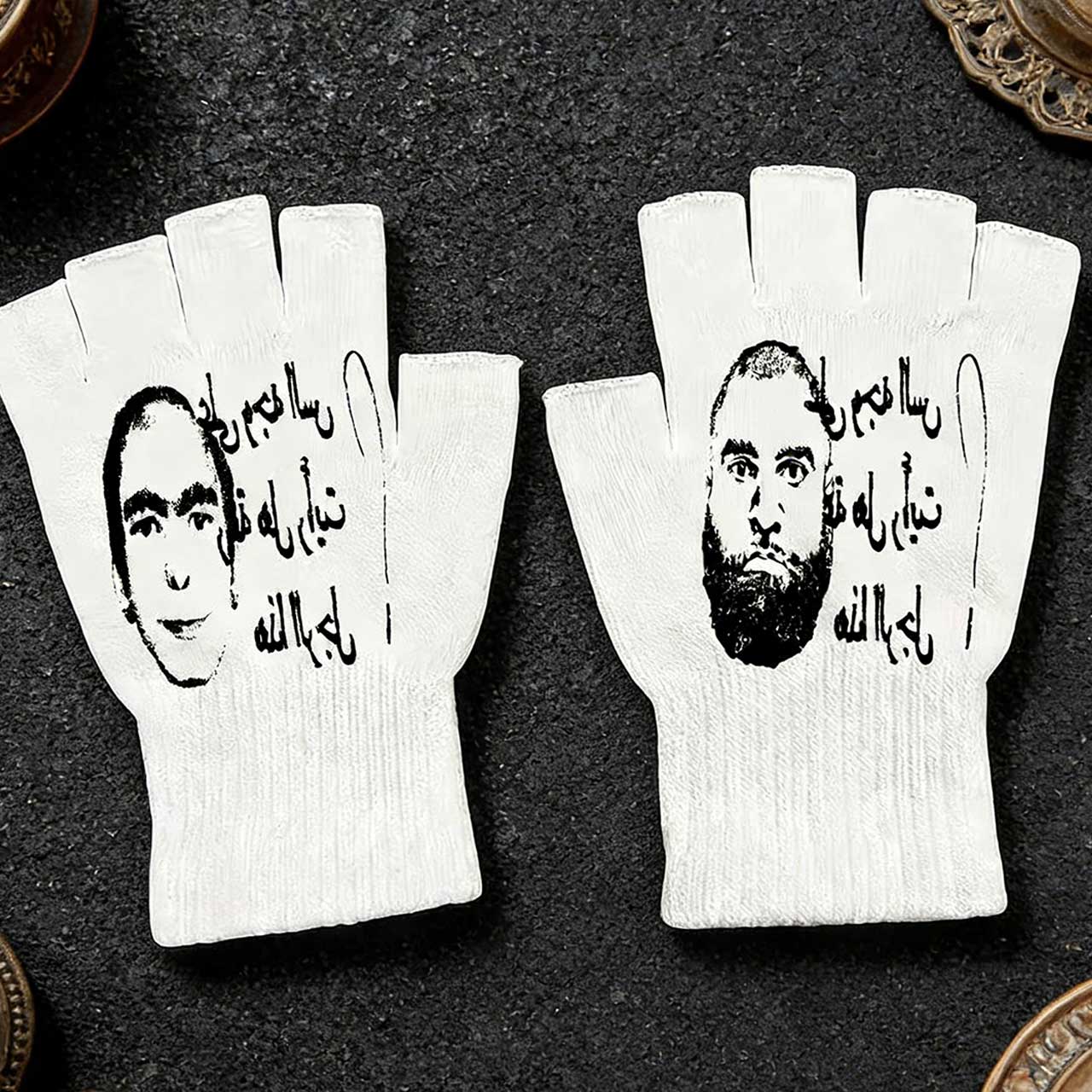 Gants sans doigts imprimés rét - Fingerless Glove Knit avis et prix