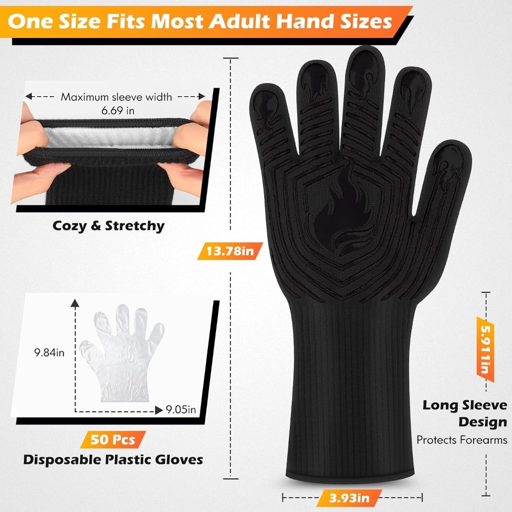 Gants de barbecue, 1472 ° Gant - Oven Mitt Silicone avis et prix